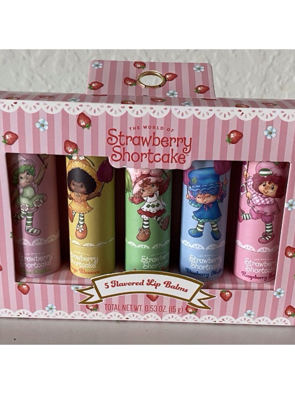 Set Of 5 Strawberry Shortcake Scented Flavored Lip Balms Taste Beauty NEW